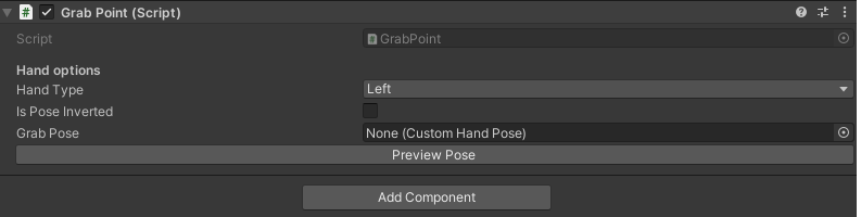 Grab point in the inspector